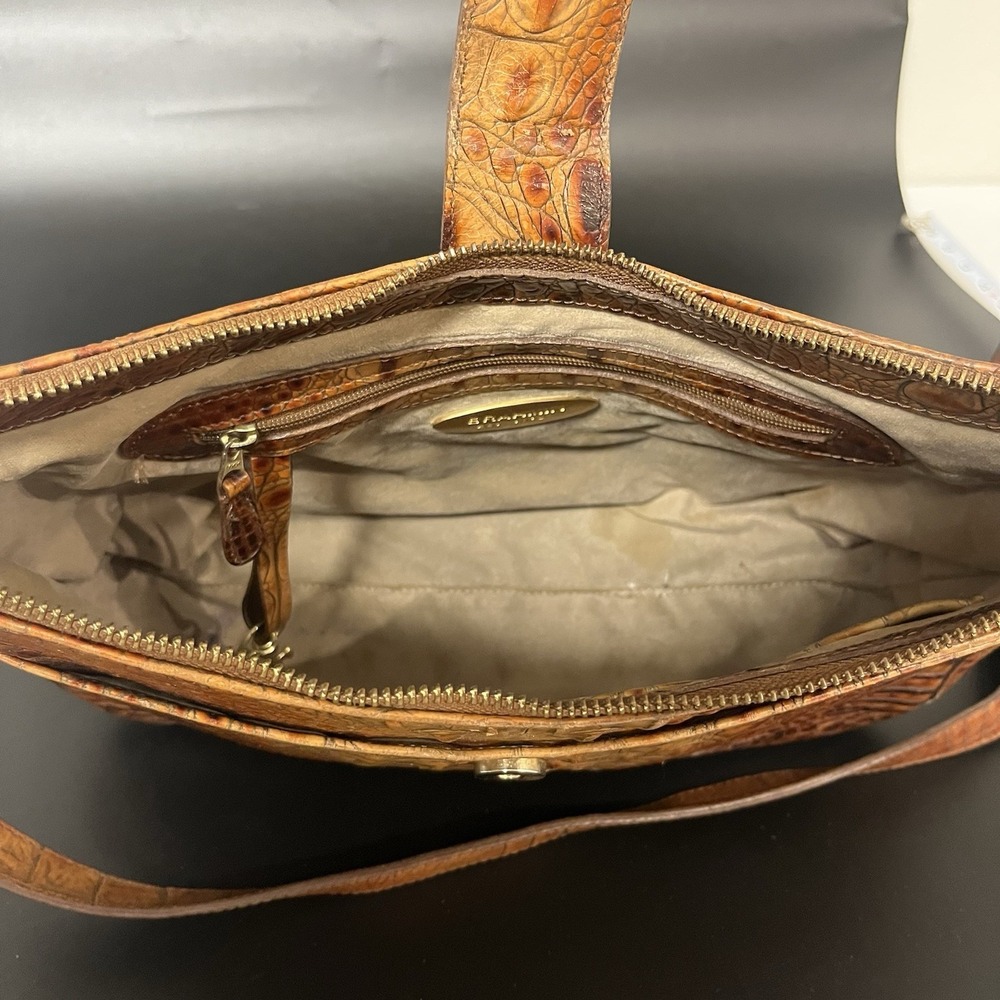Brahmin Isabelle Metallic Toasted Almond Embossed Croc Leather Bag (B420) - Picture 8 of 16